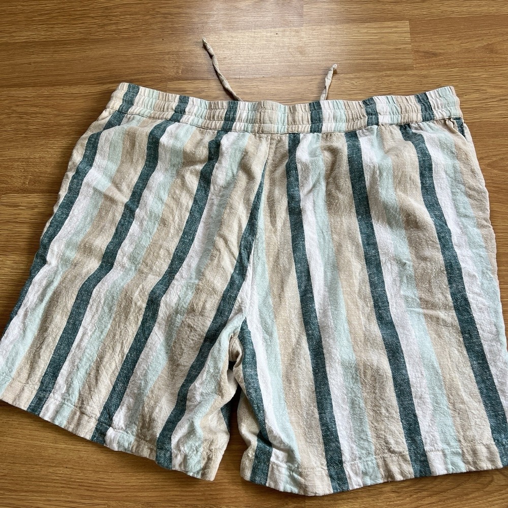 Naturals D&Co Womens Linen Blend Shorts Sz 1X Beach Resort Coastal Nautical - Picture 2 of 16